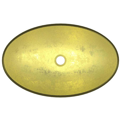 vidaXL Basin Tempered Glass 54,5x35x15,5 cm Gold