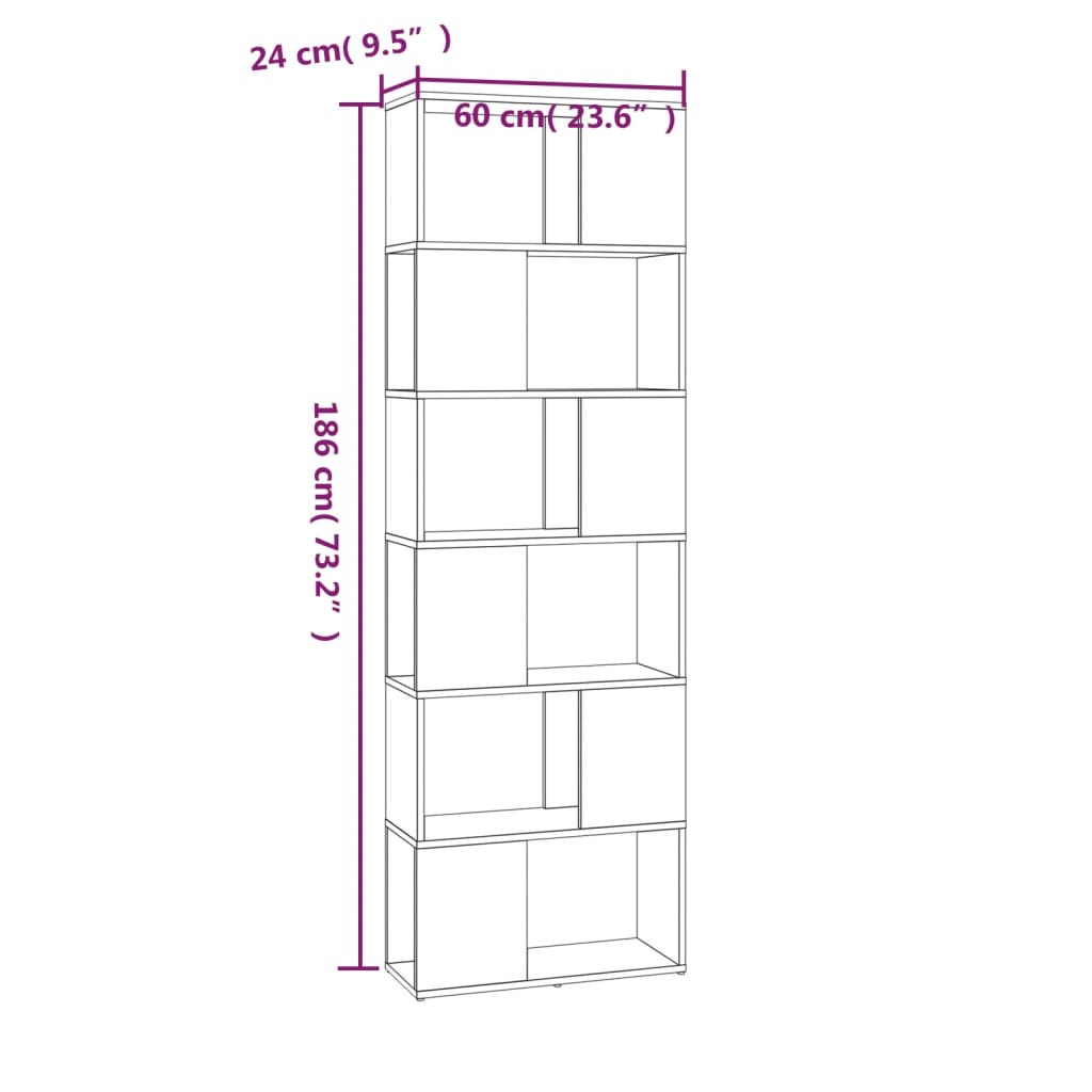 vidaXL Book Cabinet/Room Divider Smoked Oak 60x24x186 cm