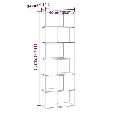 vidaXL Book Cabinet/Room Divider Grey Sonoma 60x24x186 cm