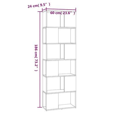 vidaXL Book Cabinet/Room Divider Grey Sonoma 60x24x186 cm