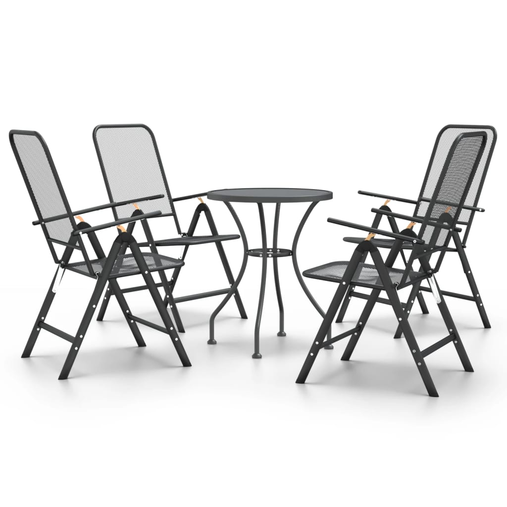 vidaXL Garden Dining Set | Anthracite | Expanded metal mesh | Compact | Foldable