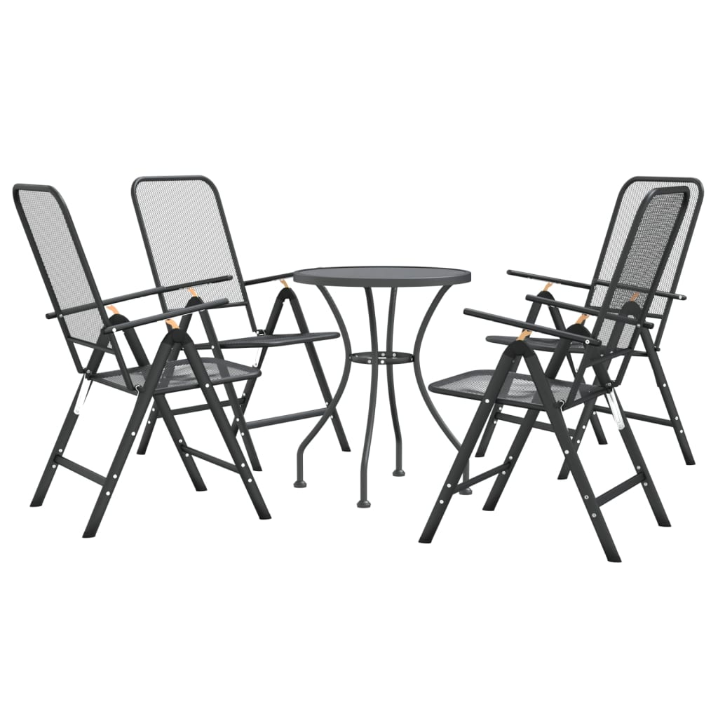vidaXL Garden Dining Set | Anthracite | Expanded metal mesh | Compact | Foldable