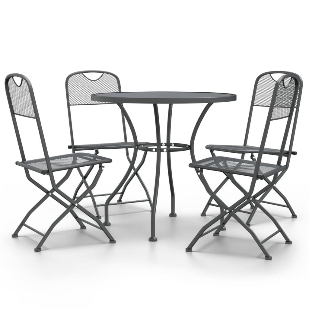 vidaXL Garden Dining Set | Anthracite | Expanded metal mesh | Medium | Foldable