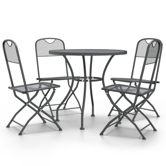 vidaXL Garden Dining Set | Anthracite | Expanded metal mesh | Medium | Foldable