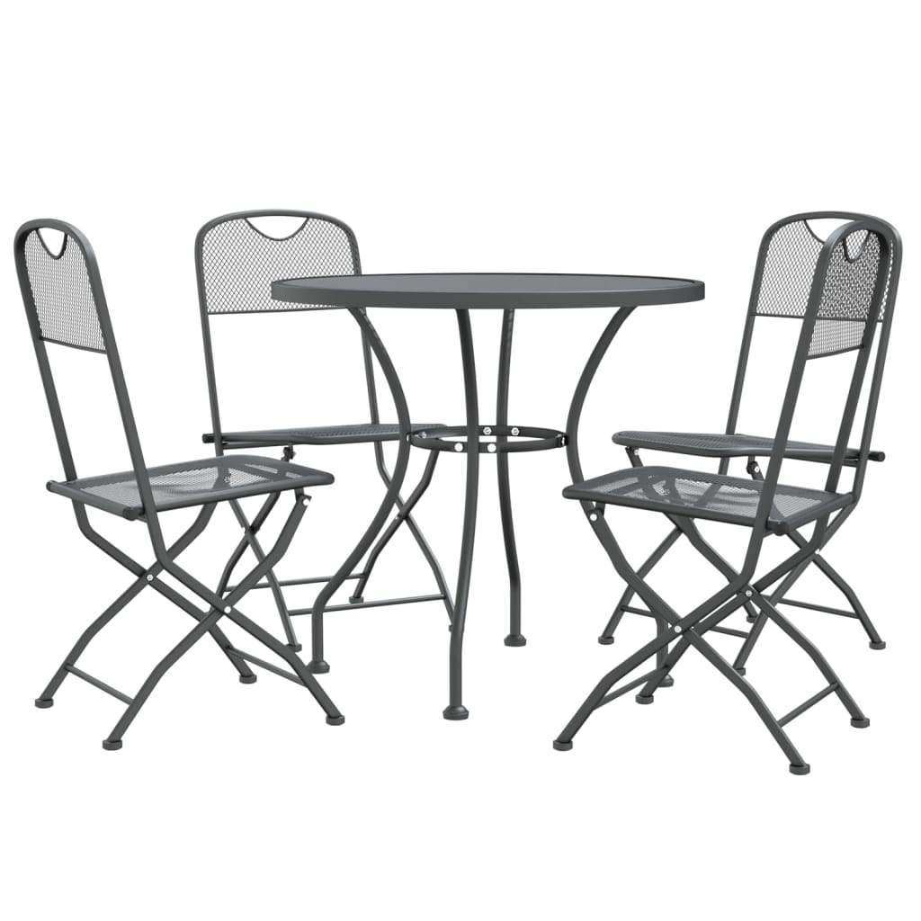 vidaXL Garden Dining Set | Anthracite | Expanded metal mesh | Medium | Foldable
