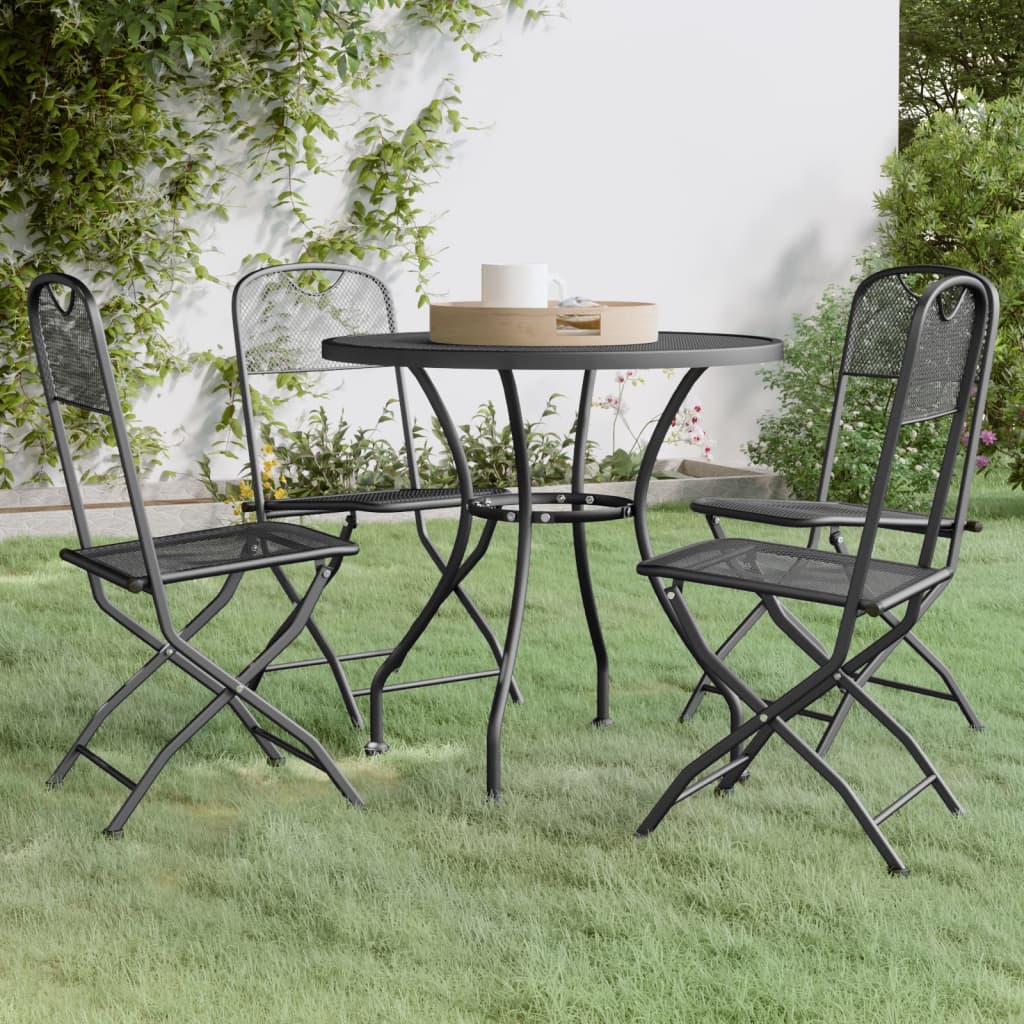 vidaXL Garden Dining Set | Anthracite | Expanded metal mesh | Medium | Foldable