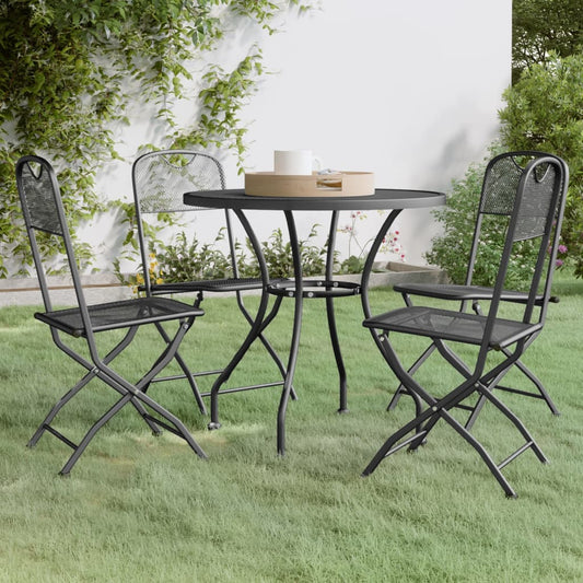vidaXL Garden Dining Set | Anthracite | Expanded metal mesh | Medium | Foldable