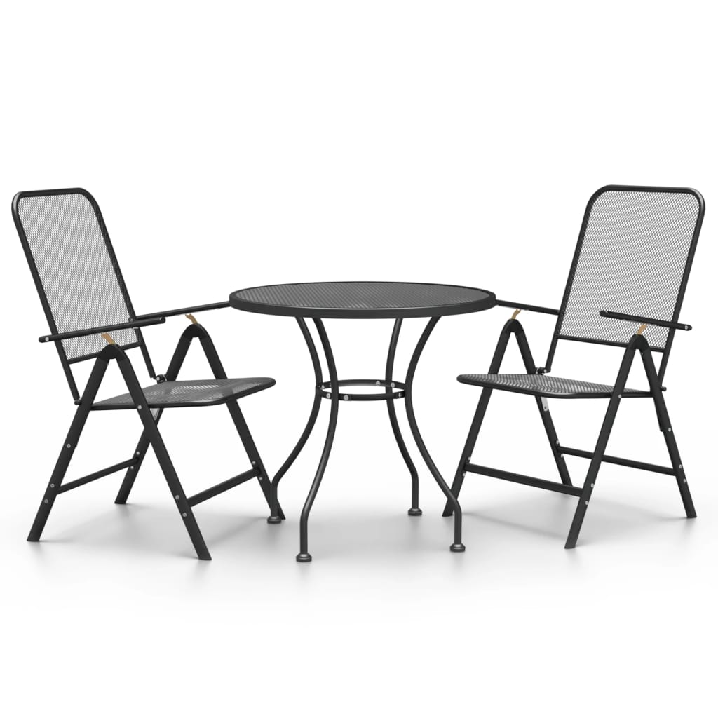 vidaXL Garden Dining Set | Anthracite | Expanded metal mesh | Medium | Foldable