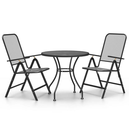 vidaXL Garden Dining Set | Anthracite | Expanded metal mesh | Medium | Foldable