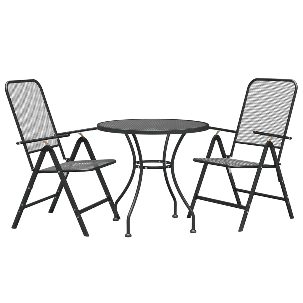 vidaXL Garden Dining Set | Anthracite | Expanded metal mesh | Medium | Foldable