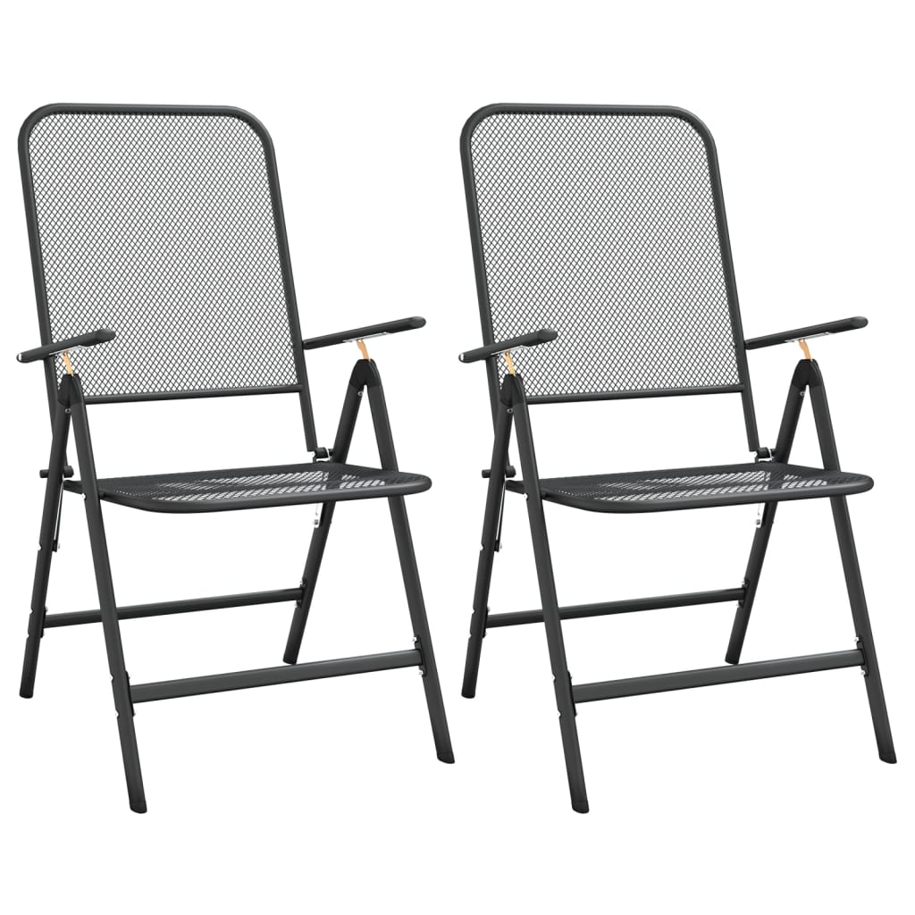 vidaXL Garden Dining Set | Anthracite | Expanded metal mesh | Medium | Foldable