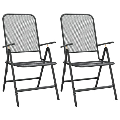 vidaXL Garden Dining Set | Anthracite | Expanded metal mesh | Medium | Foldable