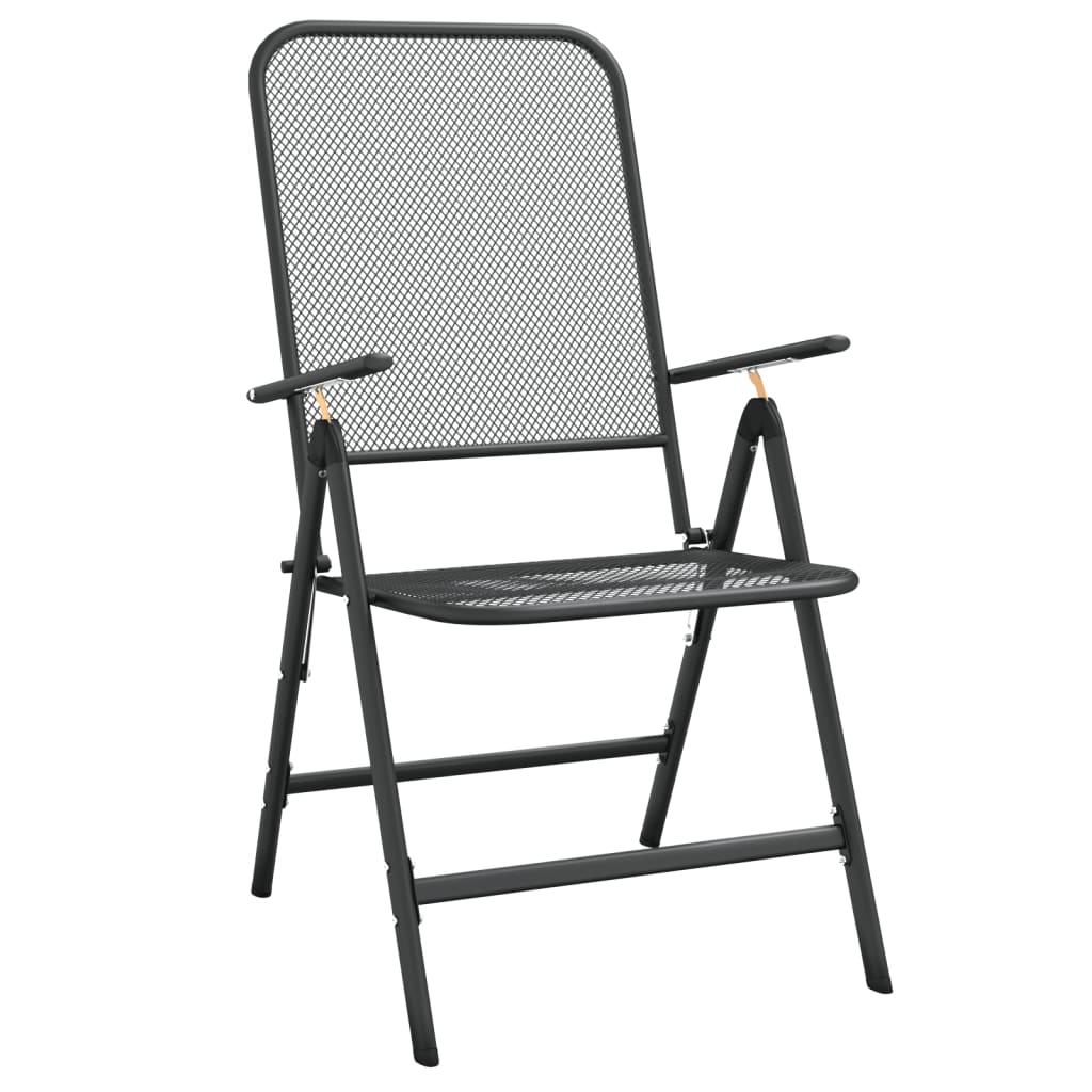 vidaXL Garden Dining Set | Anthracite | Expanded metal mesh | Medium | Foldable