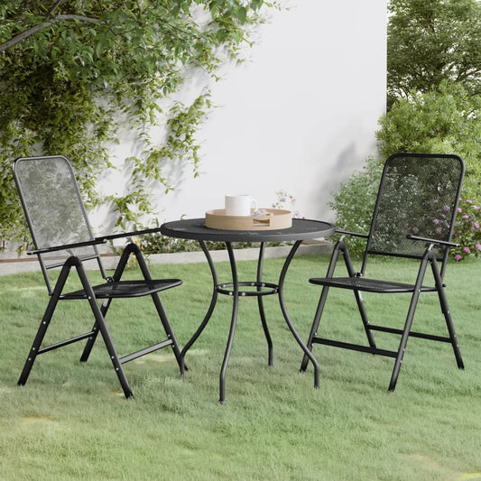 vidaXL Garden Dining Set | Anthracite | Expanded metal mesh | Medium | Foldable