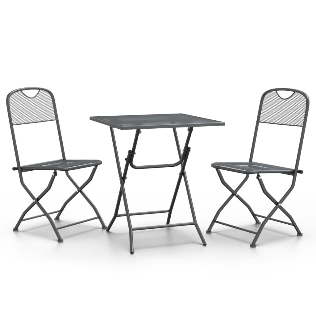 vidaXL Garden Dining Set | Anthracite | Expanded metal mesh | Small |  Foldable