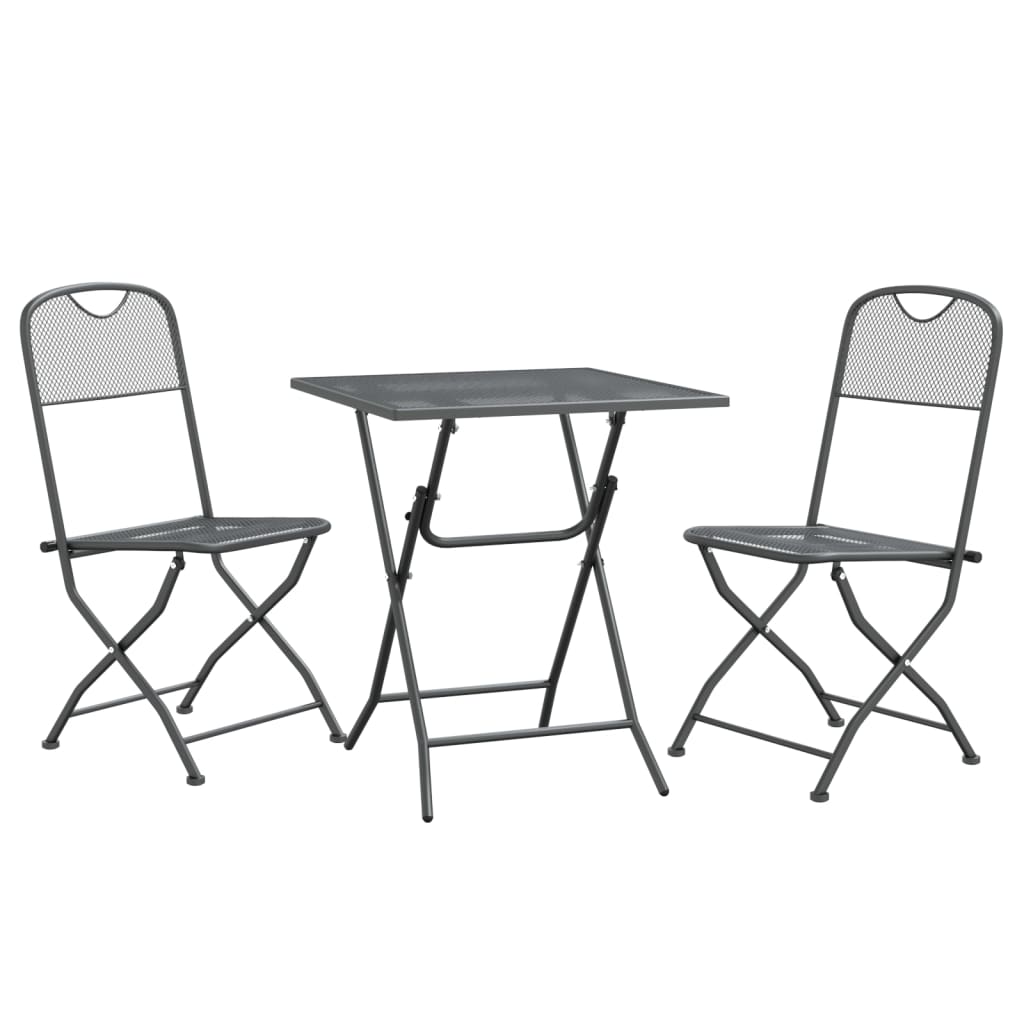 vidaXL Garden Dining Set | Anthracite | Expanded metal mesh | Small |  Foldable