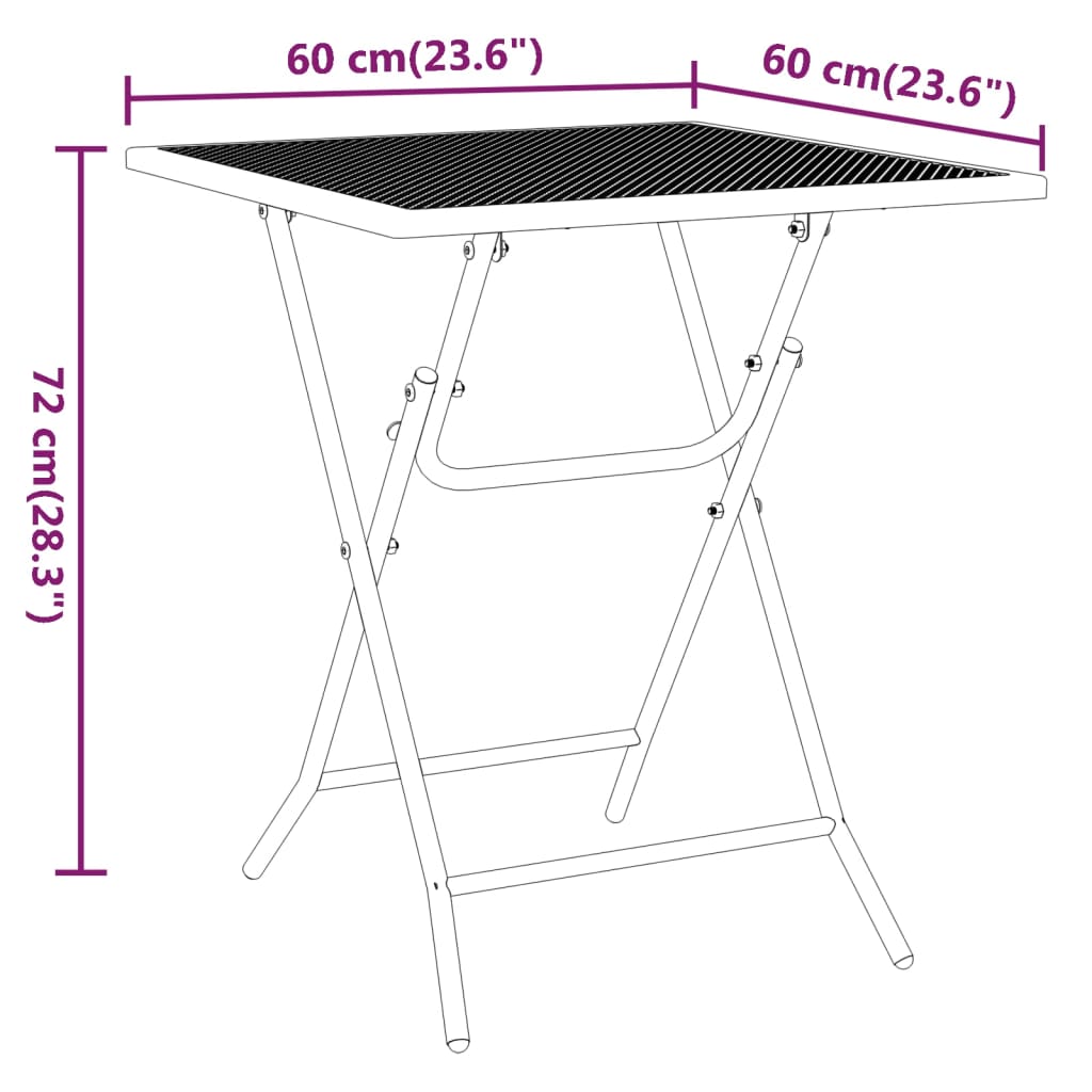 vidaXL Garden Dining Set | Anthracite | Expanded metal mesh | Small |  Foldable