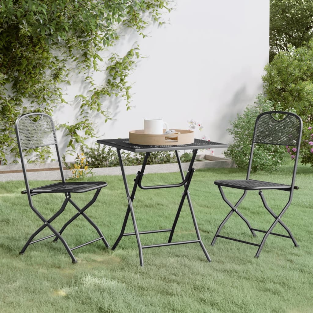 vidaXL Garden Dining Set | Anthracite | Expanded metal mesh | Small |  Foldable