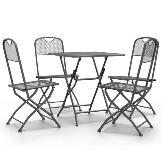 vidaXL Garden Dining Set | Anthracite | Expanded metal mesh | Foldable