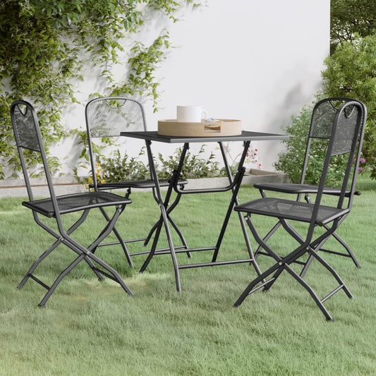 vidaXL Garden Dining Set | Anthracite | Expanded metal mesh | Foldable
