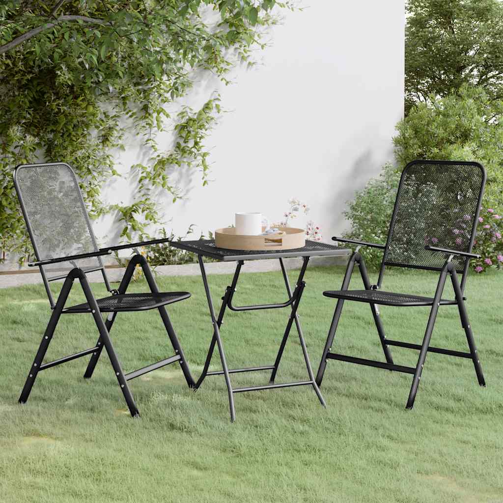 vidaXL 3 Piece Garden Dining Set Expanded Metal Mesh Anthracite