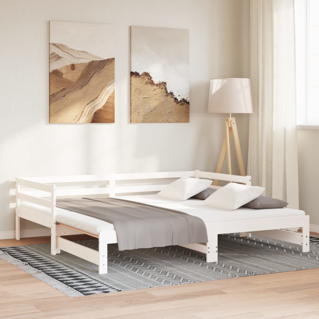 vidaXL Pull-out Day Bed without Mattress White 90x190 cm