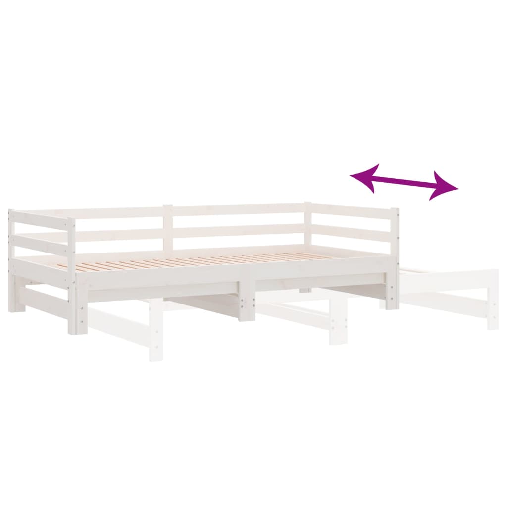vidaXL Pull-out Day Bed without Mattress White 90x190 cm