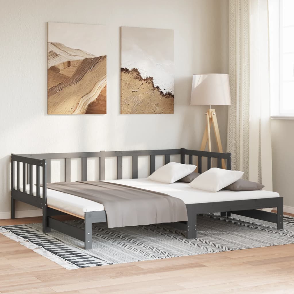 vidaXL Pull-out Day Bed without Mattress Grey 2x(90x190)cm