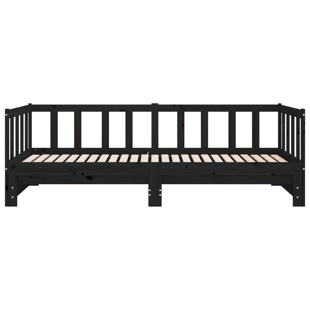vidaXL Day Bed | Black | Solid Pine Wood | Double | Pull-Out | Rectangular