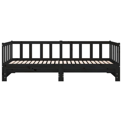 vidaXL Day Bed | Black | Solid Pine Wood | Double | Pull-Out | Rectangular