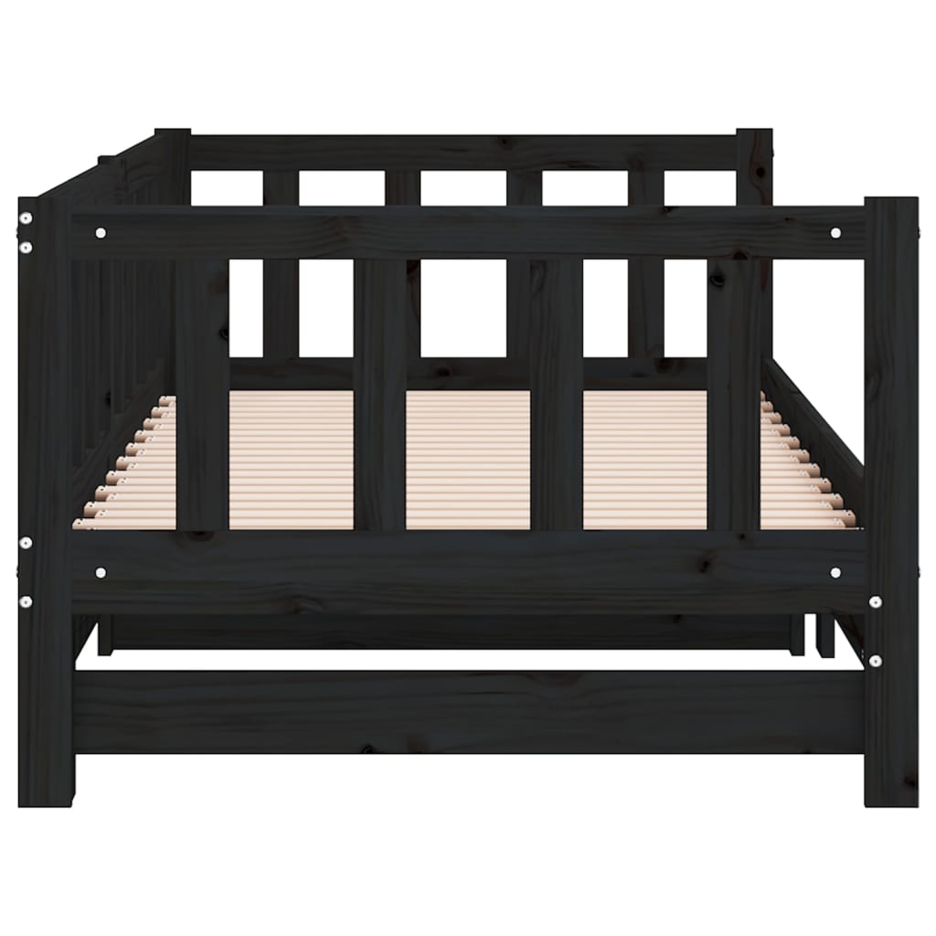 vidaXL Day Bed | Black | Solid Pine Wood | Double | Pull-Out | Rectangular