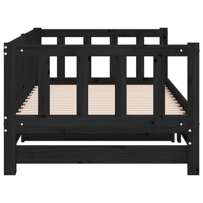 vidaXL Day Bed | Black | Solid Pine Wood | Double | Pull-Out | Rectangular