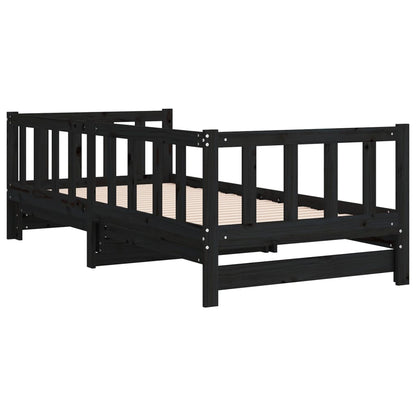 vidaXL Day Bed | Black | Solid Pine Wood | Double | Pull-Out | Rectangular