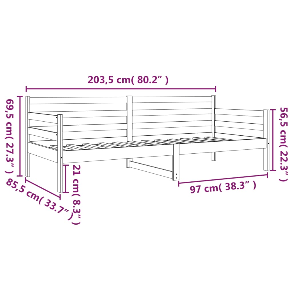 vidaXL Day Bed without Mattress White 80x200cm Solid Wood Pine