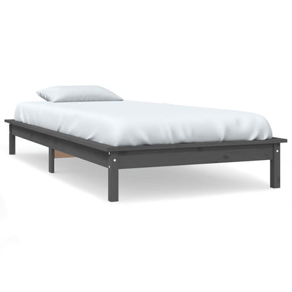 vidaXL Bed Frame | Grey | Solid Pine Wood | Single | Durable | Bed Frame