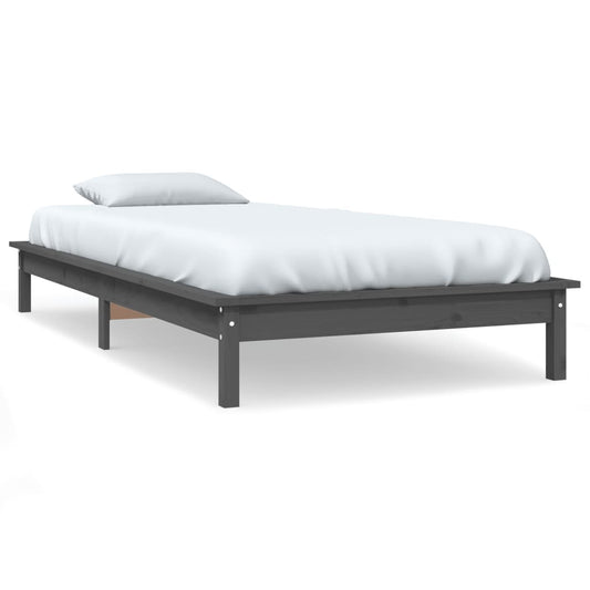 vidaXL Bed Frame | Grey | Solid Pine Wood | Single | Durable | Bed Frame