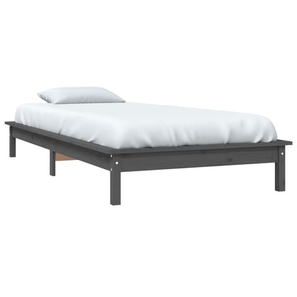 vidaXL Bed Frame | Grey | Solid Pine Wood | Single | Durable | Bed Frame