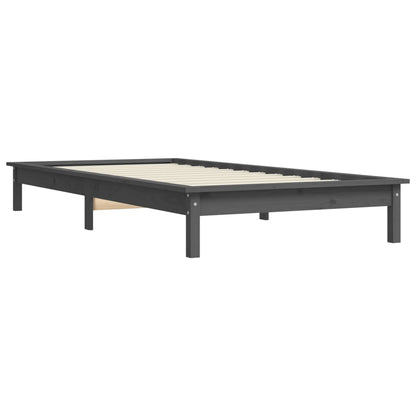 vidaXL Bed Frame | Grey | Solid Pine Wood | Single | Durable | Bed Frame
