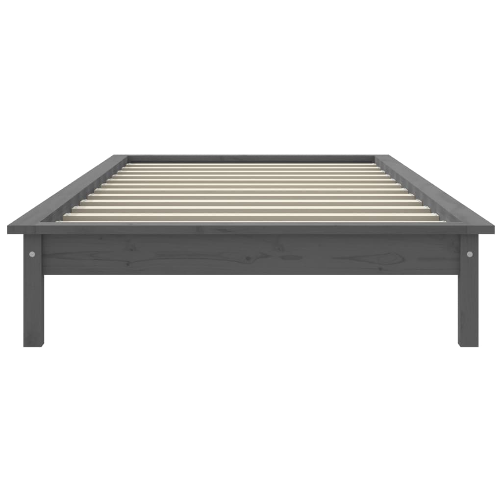 vidaXL Bed Frame | Grey | Solid Pine Wood | Single | Durable | Bed Frame