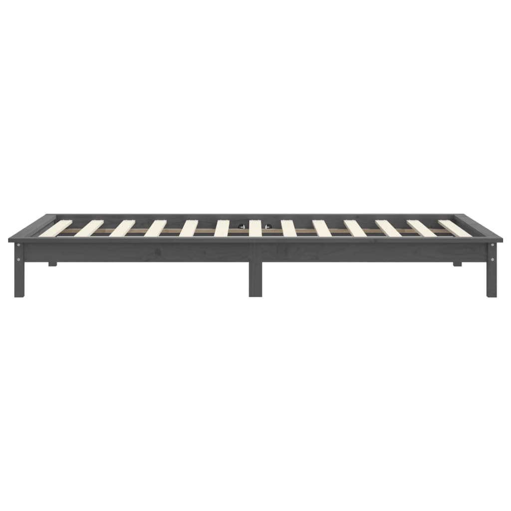 vidaXL Bed Frame | Grey | Solid Pine Wood | Single | Durable | Bed Frame