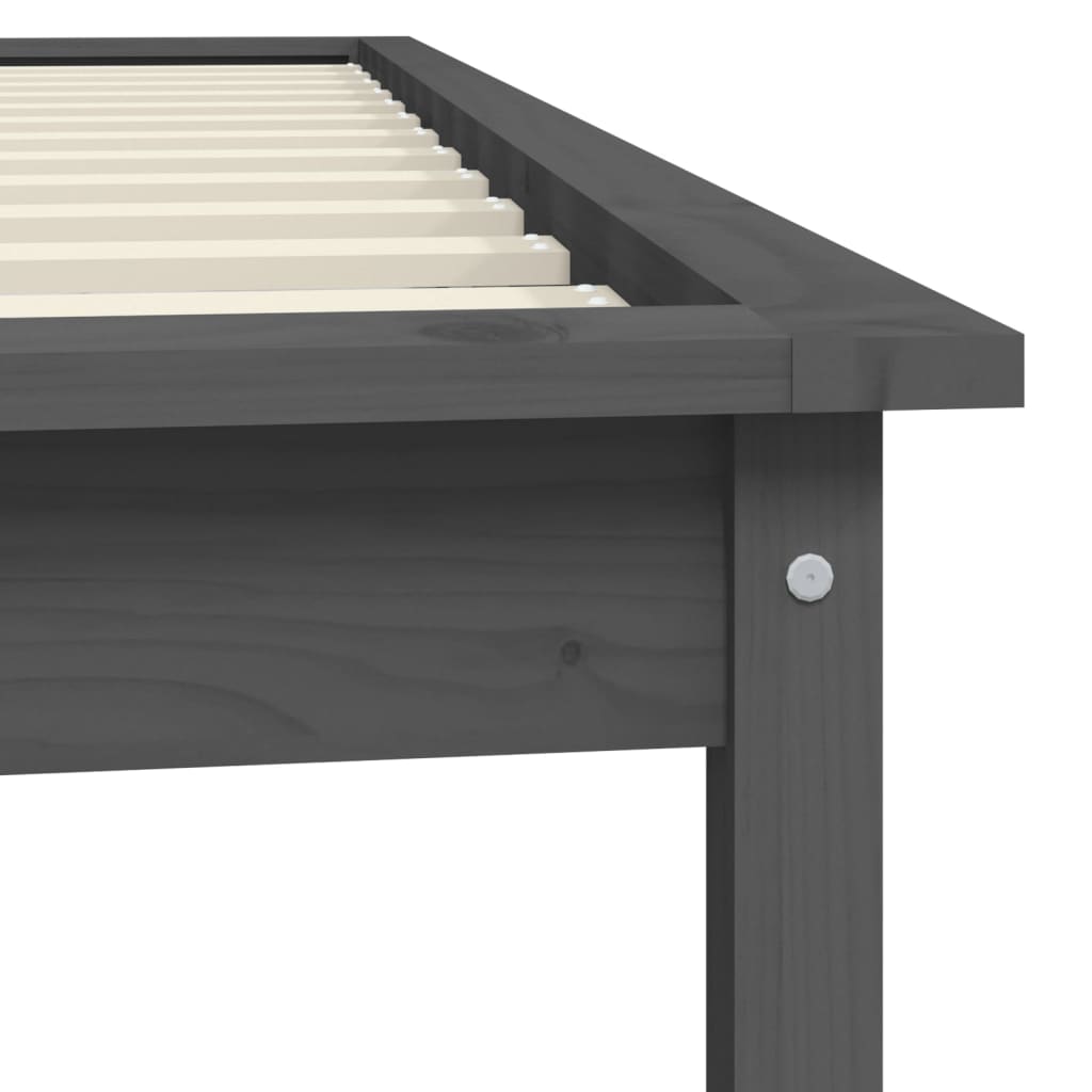 vidaXL Bed Frame | Grey | Solid Pine Wood | Single | Durable | Bed Frame