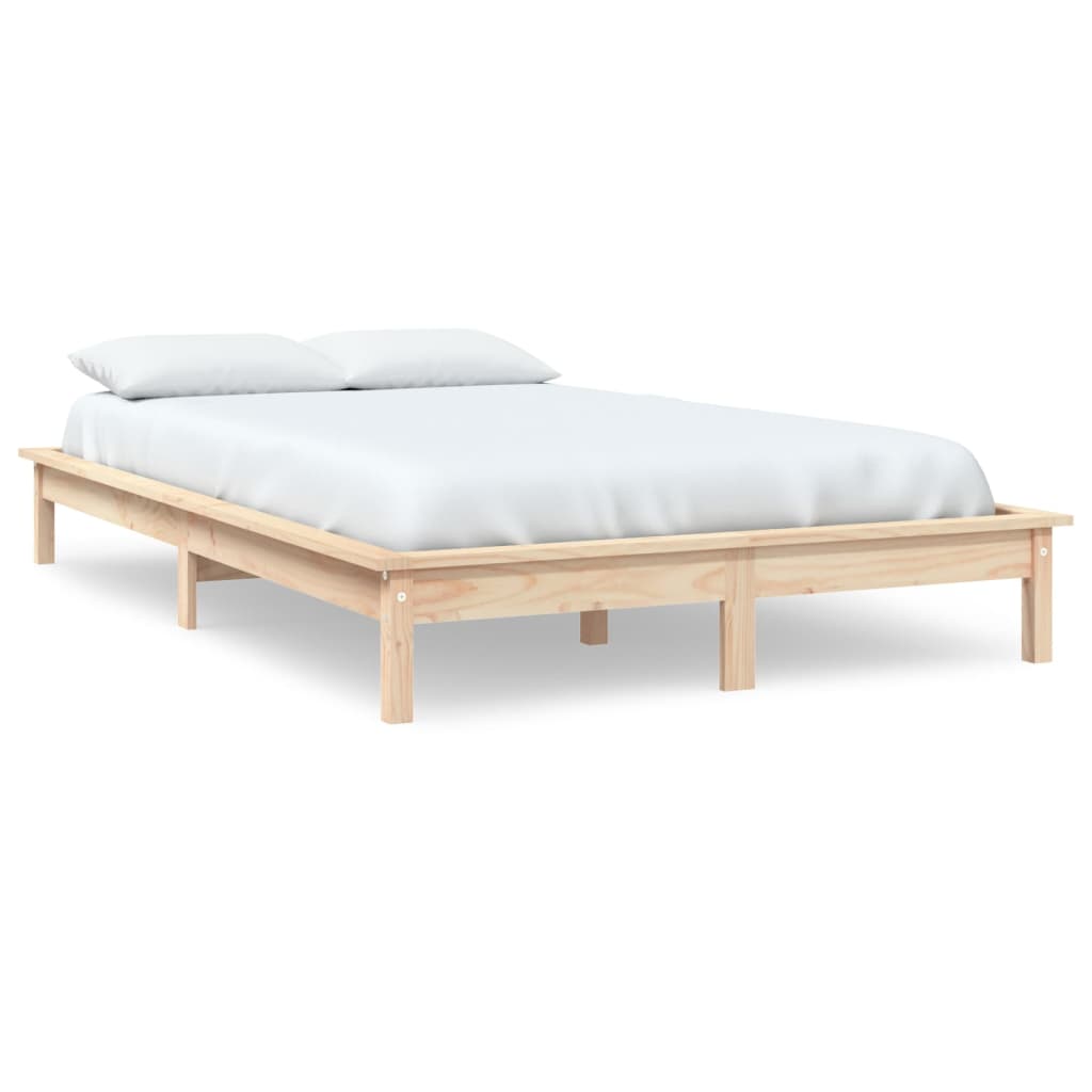 vidaXL Bed Frame | Natural Pine | Solid Pine Wood | Double | Durable | Bed Frame