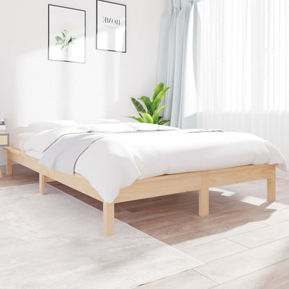 vidaXL Bed Frame | Natural Pine | Solid Pine Wood | Double | Durable | Bed Frame