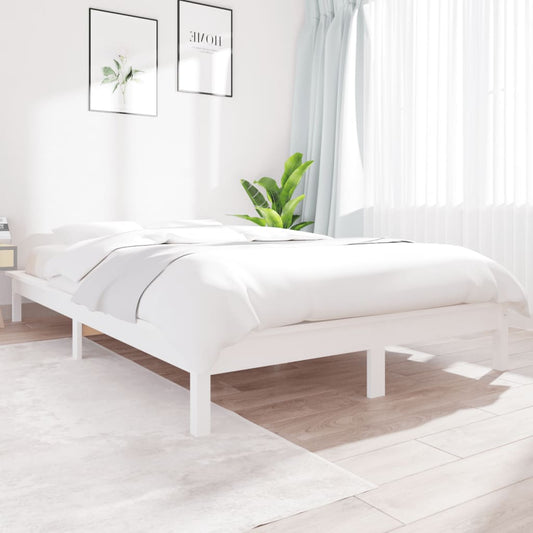 vidaXL Bed Frame | White | Solid pine wood | 120x200 cm |  Durable  | Bed Frame