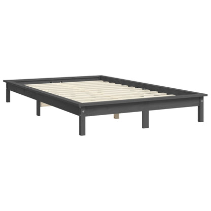 vidaXL Bed Frame | Grey | Solid pine wood | Double | Durable | Bed Frame