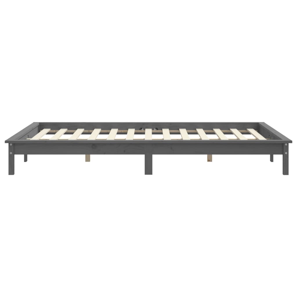 vidaXL Bed Frame | Grey | Solid pine wood | Double | Durable | Bed Frame