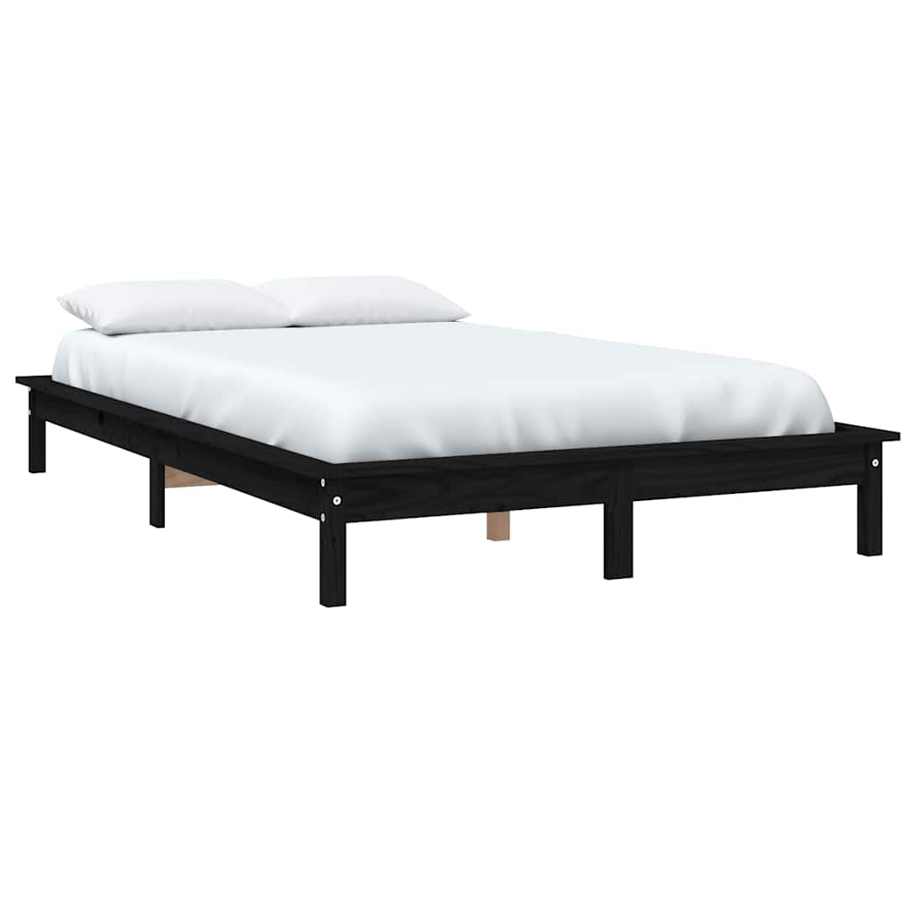 vidaXL Bed Frame | Black | Solid Pine Wood | 120x200 cm |  Durable  | Bed Frame