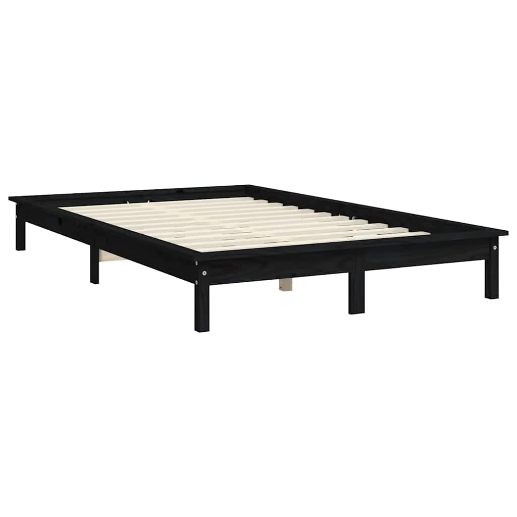 vidaXL Bed Frame | Black | Solid Pine Wood | 120x200 cm |  Durable  | Bed Frame