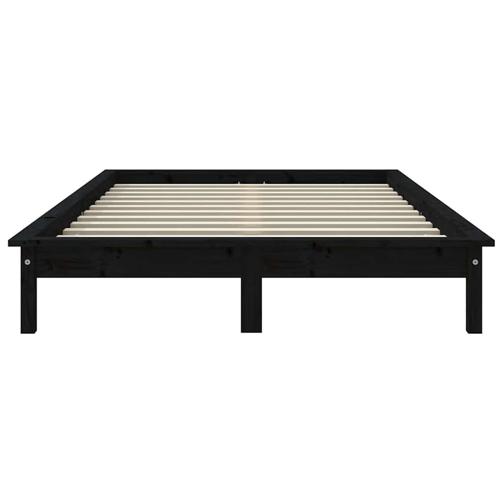 vidaXL Bed Frame | Black | Solid Pine Wood | 120x200 cm |  Durable  | Bed Frame