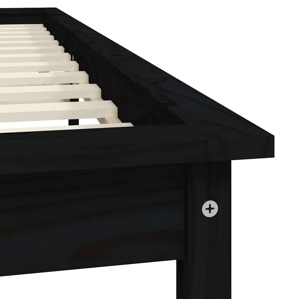 vidaXL Bed Frame | Black | Solid Pine Wood | 120x200 cm |  Durable  | Bed Frame